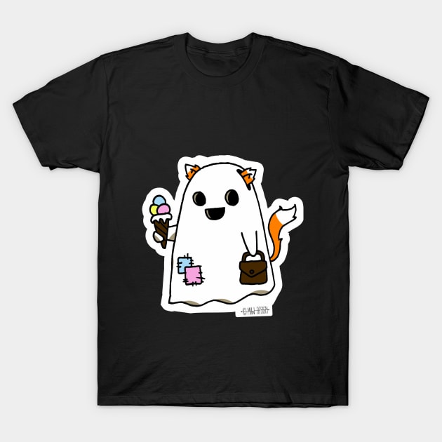 Cute little fox ghost with ice cream T-Shirt by MIWDesign